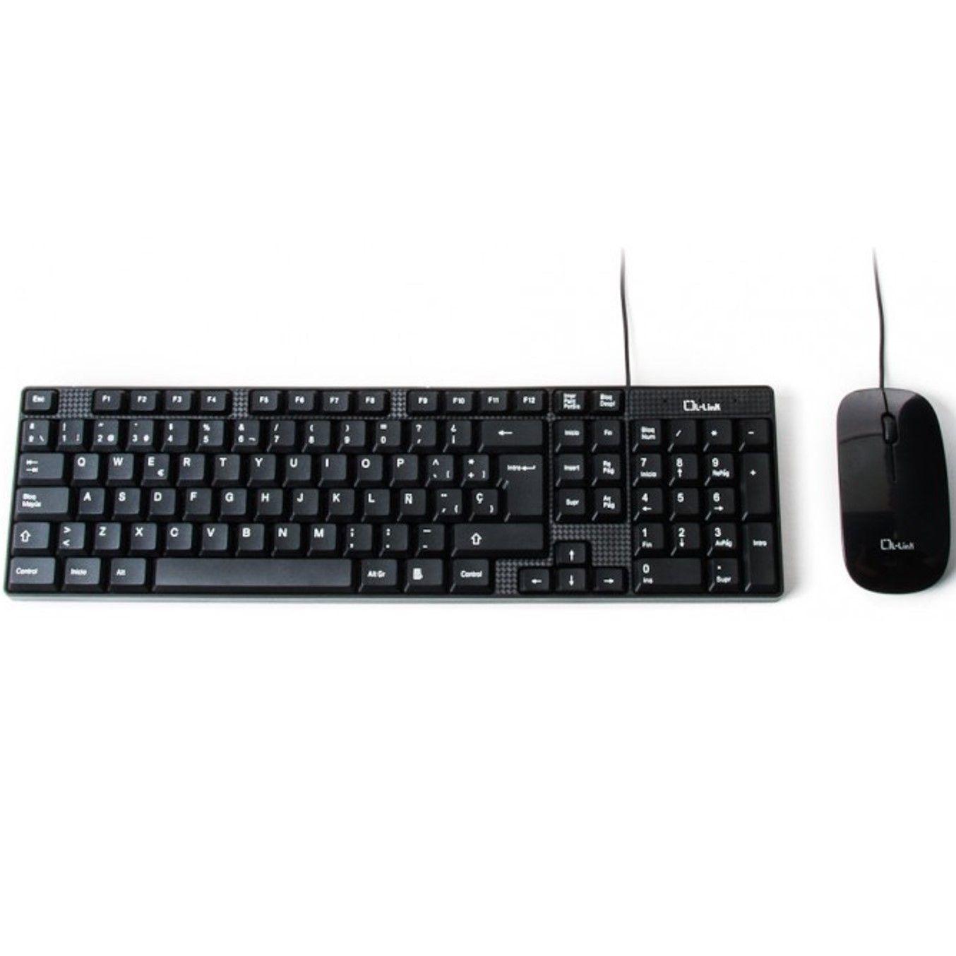 Conjunto de Teclado e Rato L-LINK LL-KB-816-COMBO (Espanhol - Interruptor de membrana - Full-size - Preto)