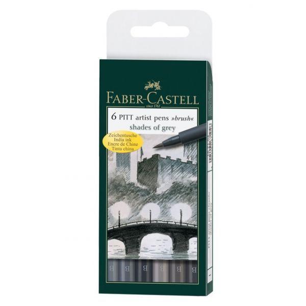 Conjunto de Marcadores Artísticos FABER-CASTELL Pitt Artist Pen Grey&Black (Cinzento e Preto)