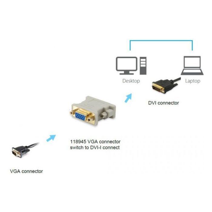 Adaptador DVI-I para VGA EQUIP 118945 (DVI-A - Bege) — miniatura 3