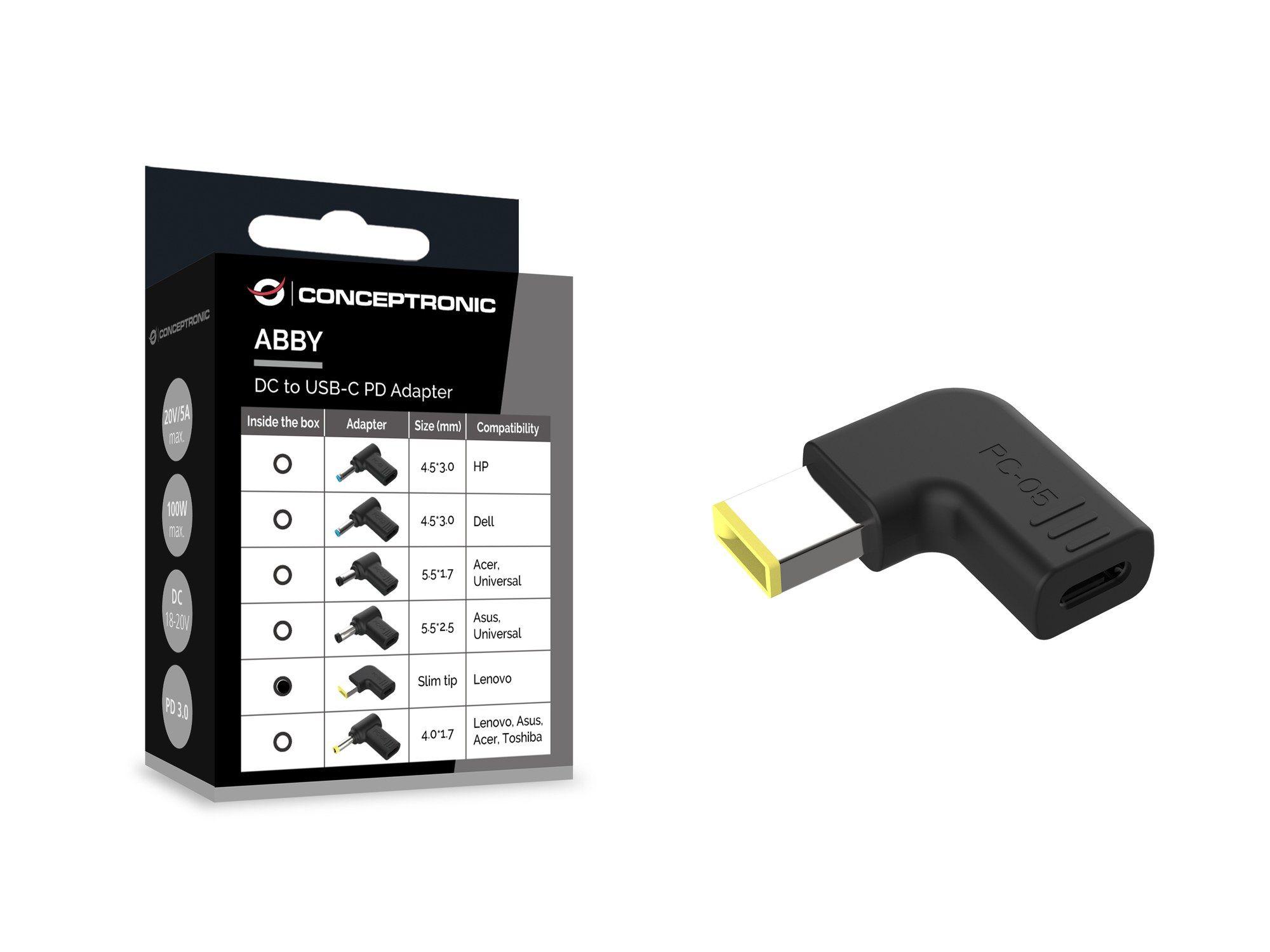 Adaptador para Portátil CONCEPTRONIC ABBY15PC05 (USB-C PD - Lenovo - Lenovo universal 5,5 x 2,5 mm - Preto), miniatura 3