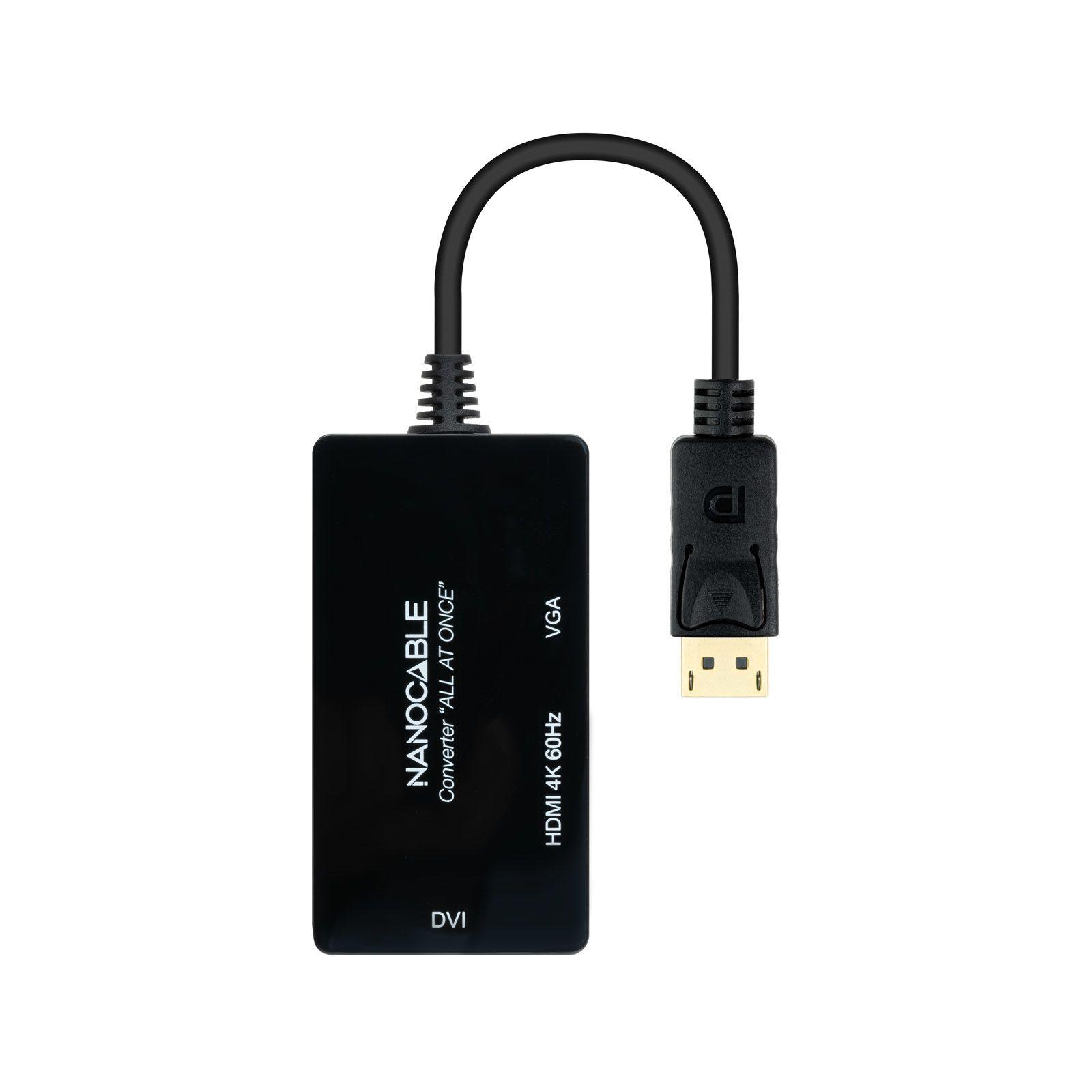 Conversor DisplayPort para HDMI/DVI/VGA NANOCABLE 10.16.3301-ALL (0,2 m - DVI-D + VGA - Preto) — miniatura 2