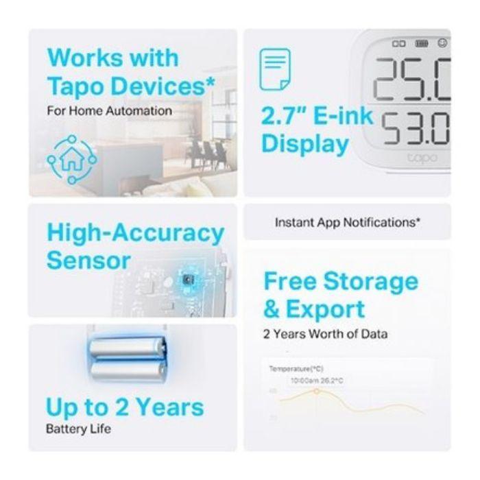 Sensor de Temperatura e Humidade TP-LINK Tapo T315 (Ecrã E-Ink 2,7" - Branco) — miniatura 3
