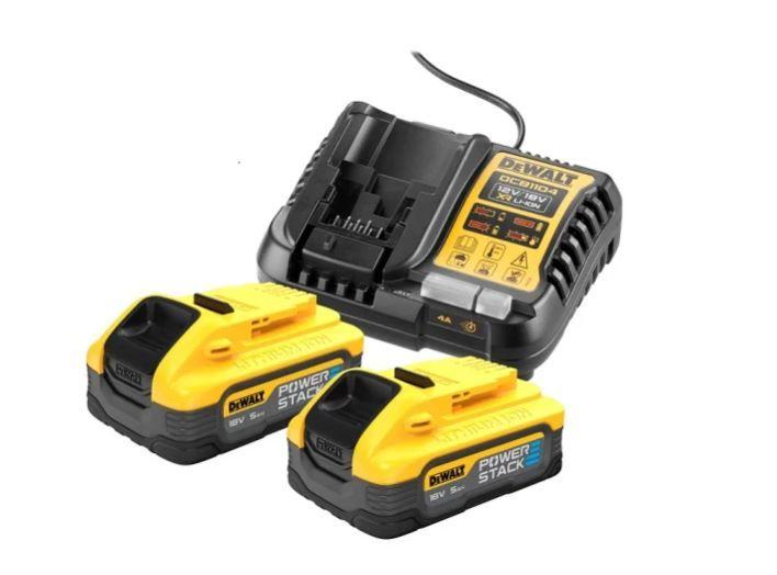 Kit de Baterias e Carregador DEWALT DCB1104H2-QW (18 V - POWERSTACK XR - Amarelo/Preto)