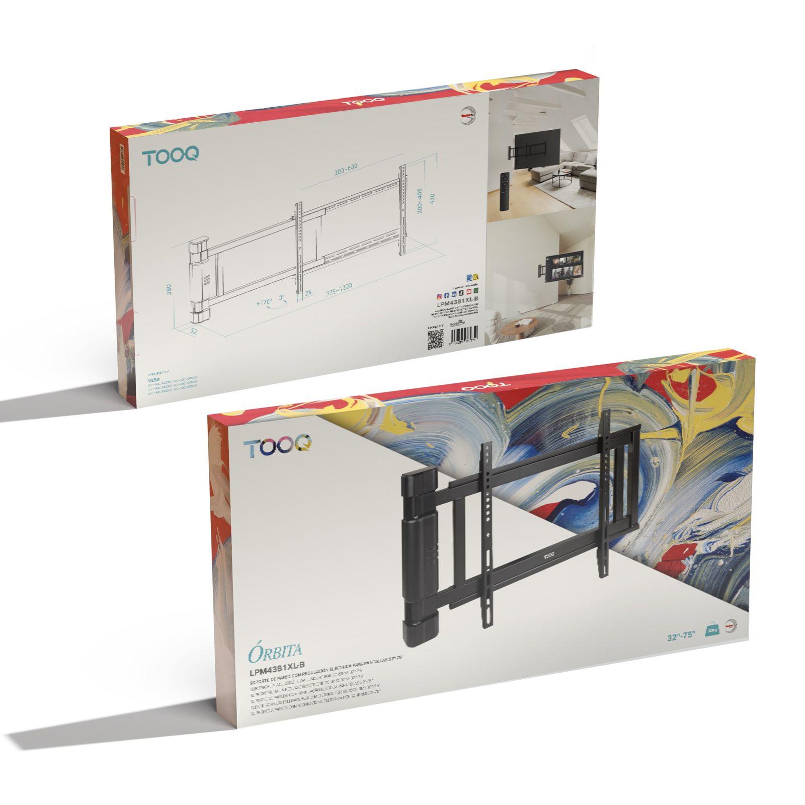Suporte de Parede Elétrico para TV TOOQ LPM4381XL-B (600 x 400 mm - 200 x 200 mm - 190,5 cm - Preto), miniatura 10