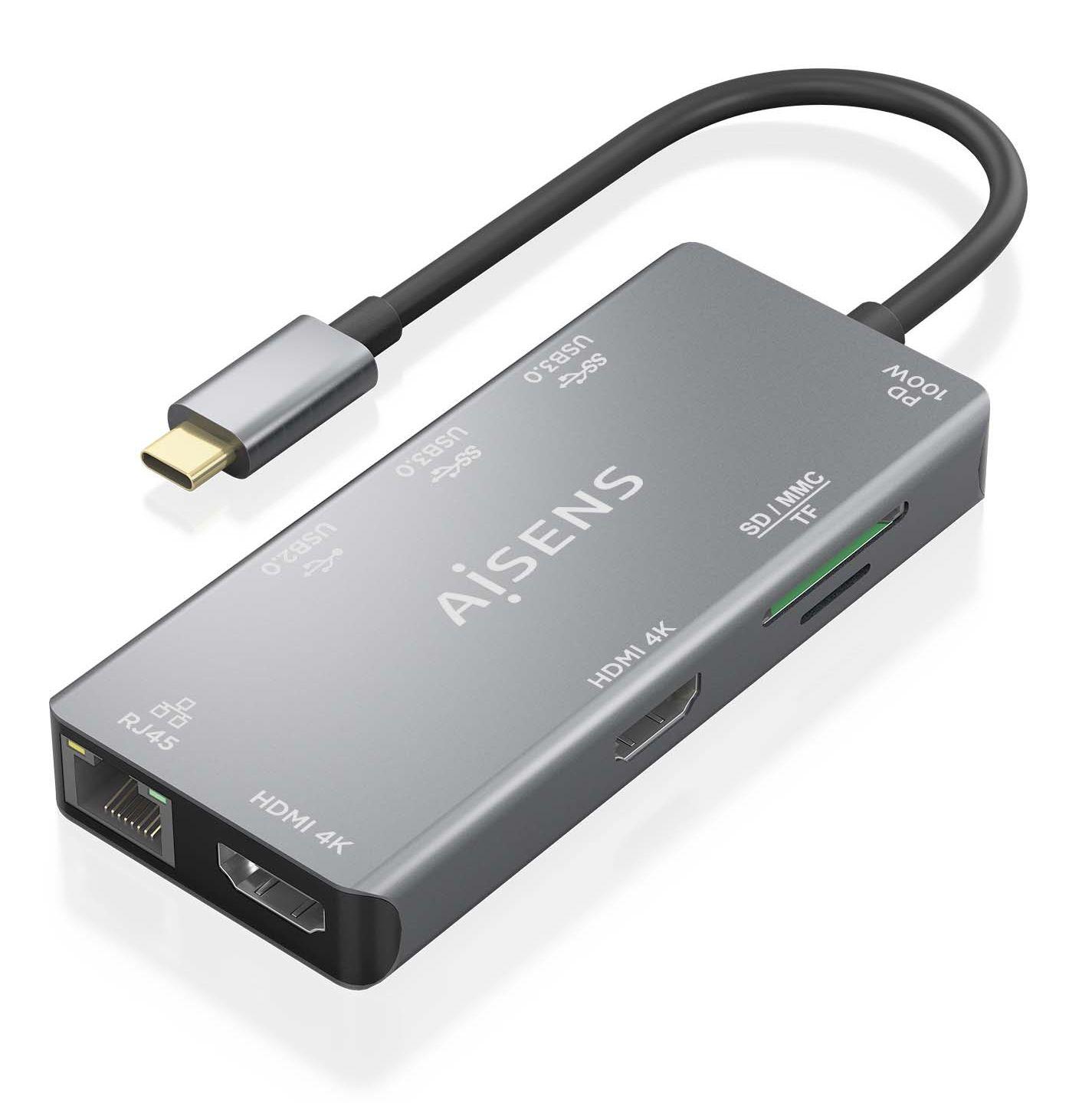 Dock USB-C AISENS ASUC-9P018-GR (0,15 m - Cinzento), imagem 1
