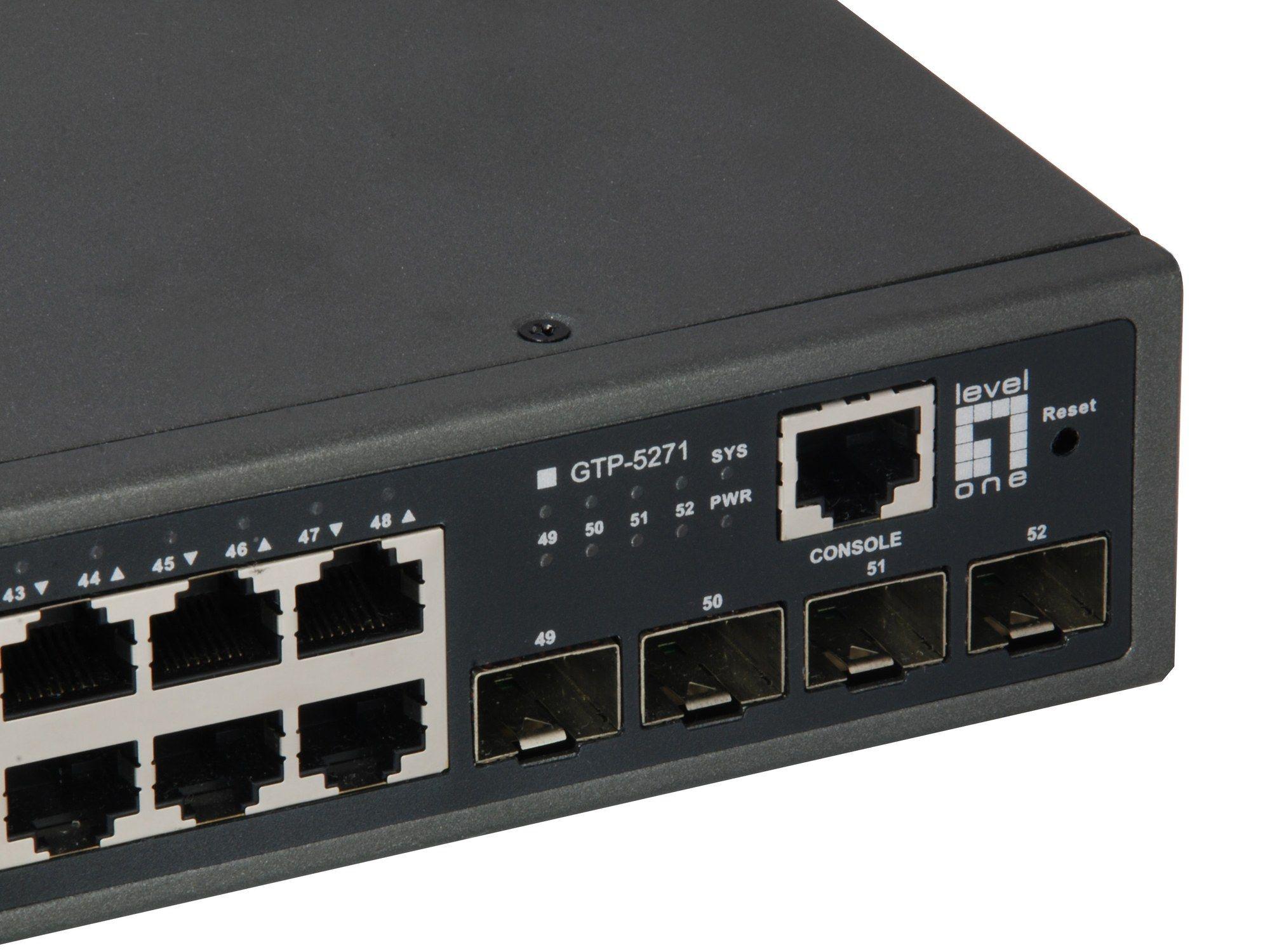 Switch de Rede Gerido LEVEL ONE GTP-5271 (512 MB - L3 - Cinzento), miniatura 2