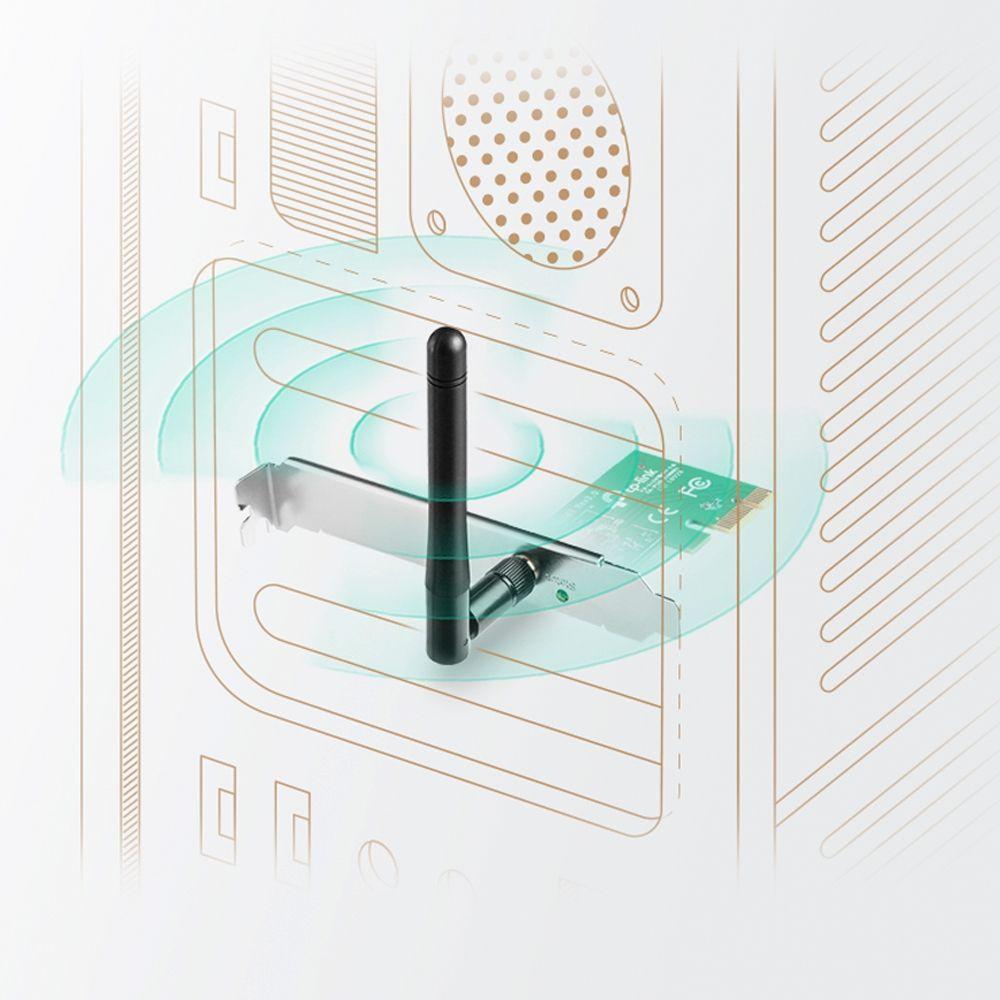 Placa de Rede PCIe TP-LINK TL-WN781ND (150 Mbit/s - Single-band - PCI Express - Verde) — miniatura 3