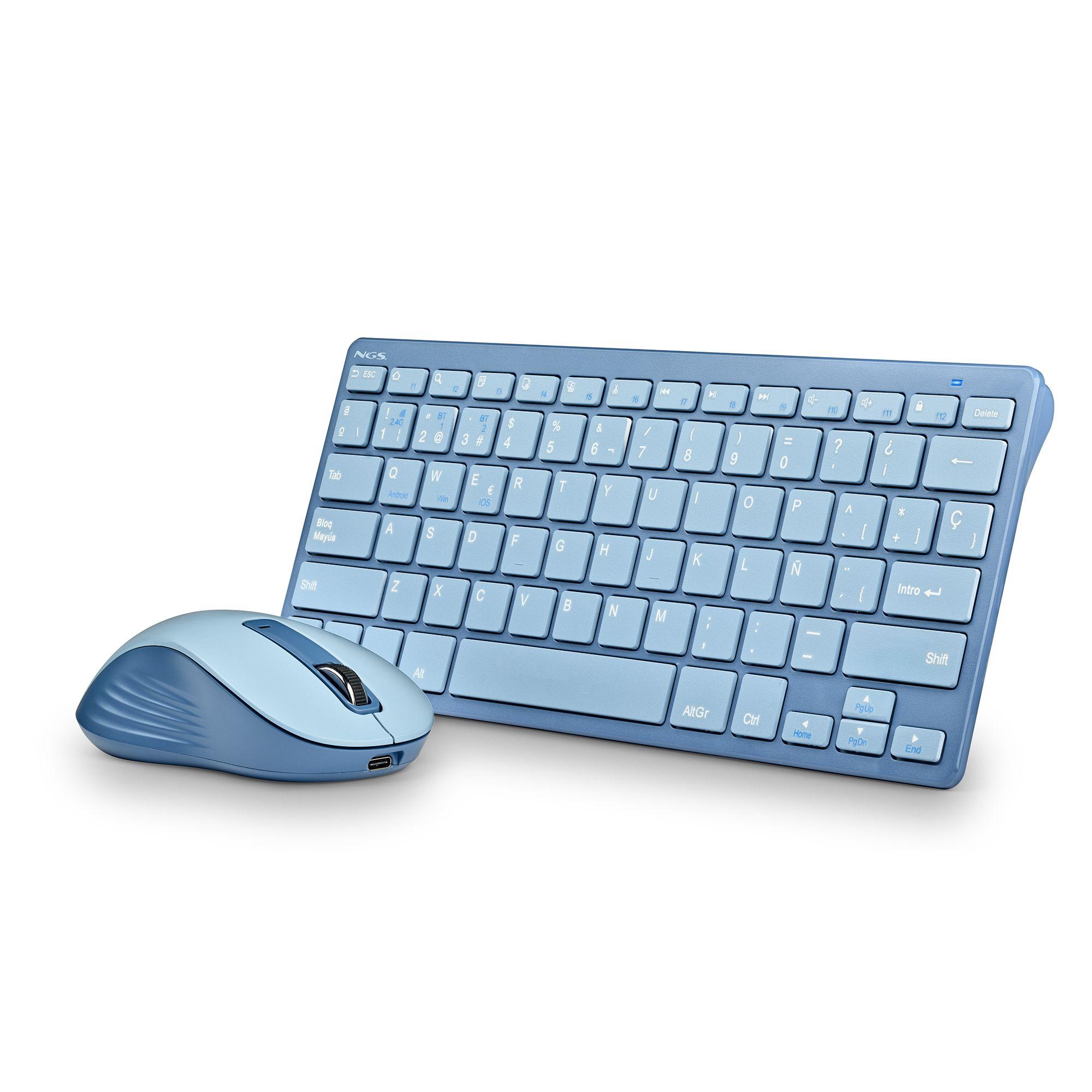 Teclado e Rato NGS Fantasy Kit Blue (Espanhol - Mini - RF Wireless + Bluetooth - Azul) — miniatura 3