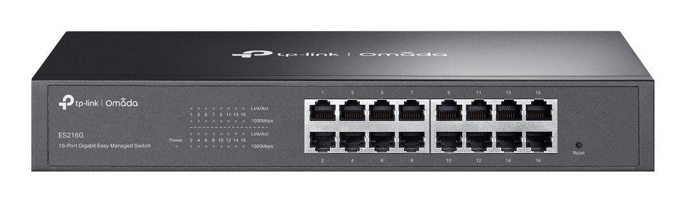 Switch TP-LINK Omada ES216G (Gigabit Ethernet - 16 x 10/100/1000 Mbps - 4 MB - Preto)