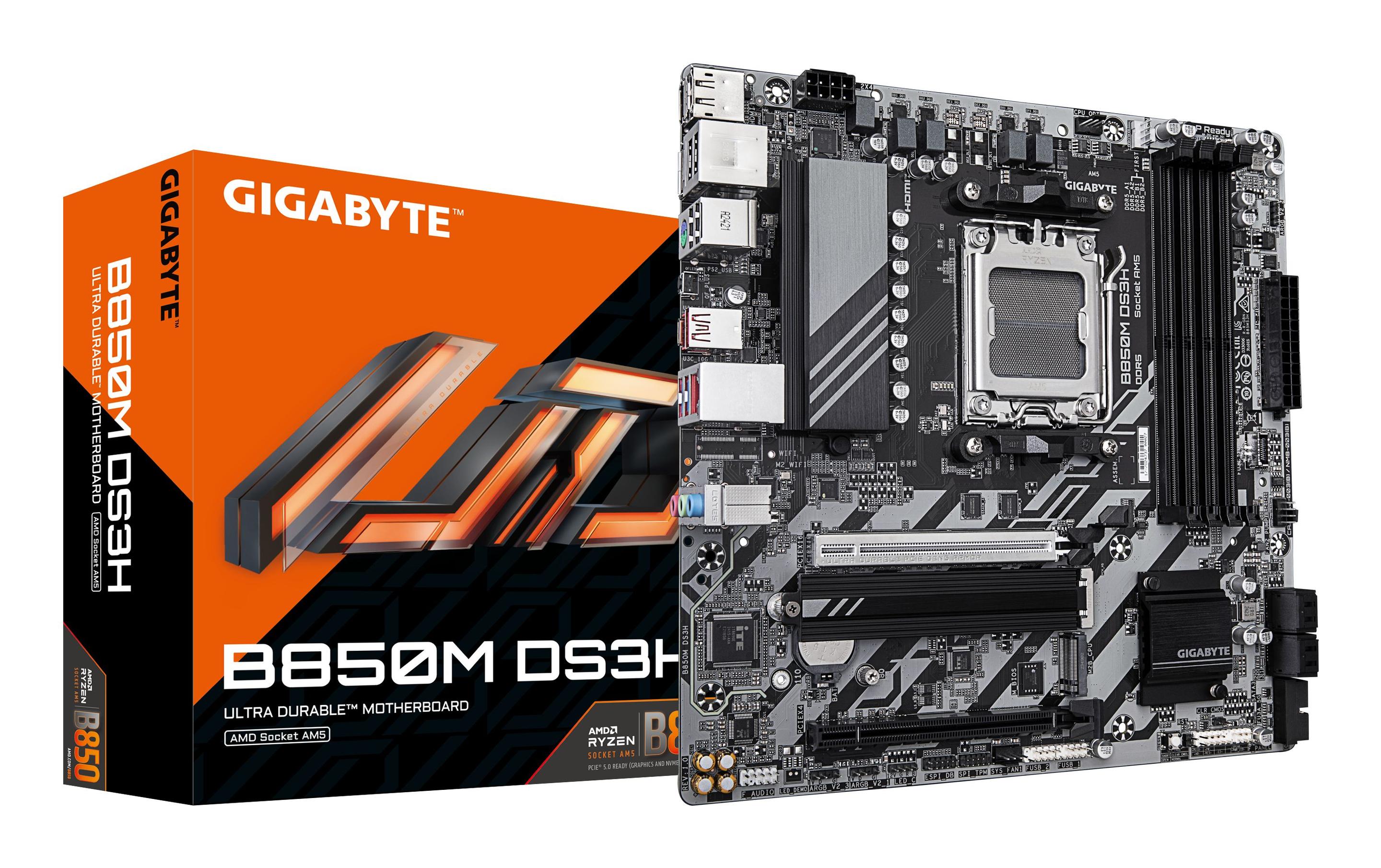 Motherboard GIGABYTE B850M DS3H (AM5 - micro ATX - 8200 MHz - Castanho) — imagem 1