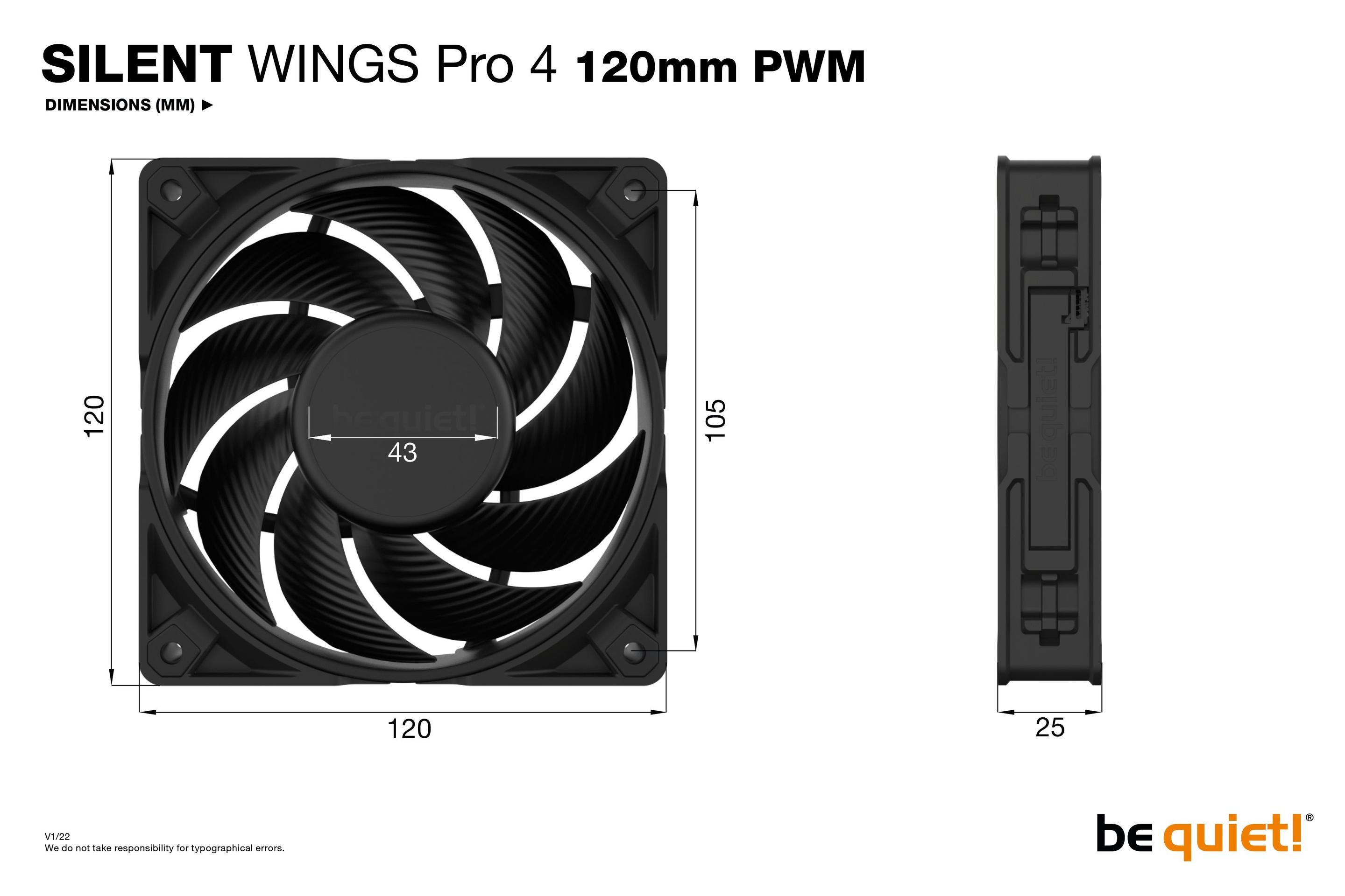 Ventoinha para Caixa de PC BE QUIET! Silent Wings Pro 4 120mm PWM (3,6 W - Preto) — miniatura 6