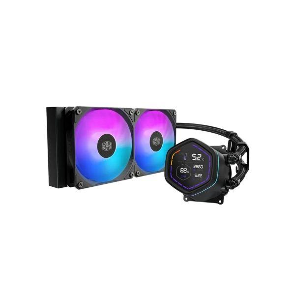 Sistema de Arrefecimento Líquido para CPU COOLER MASTER MasterLiquid Core Nex Digital 240 ARGB (Ecrã LED 2,1" - 240 mm - Preto)