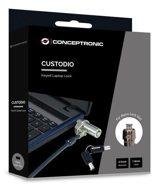 Cadeado Antirroubo para Portátil CONCEPTRONIC CUSTODIO02BNM (Nano - 1,8 m - Preto) — miniatura 3