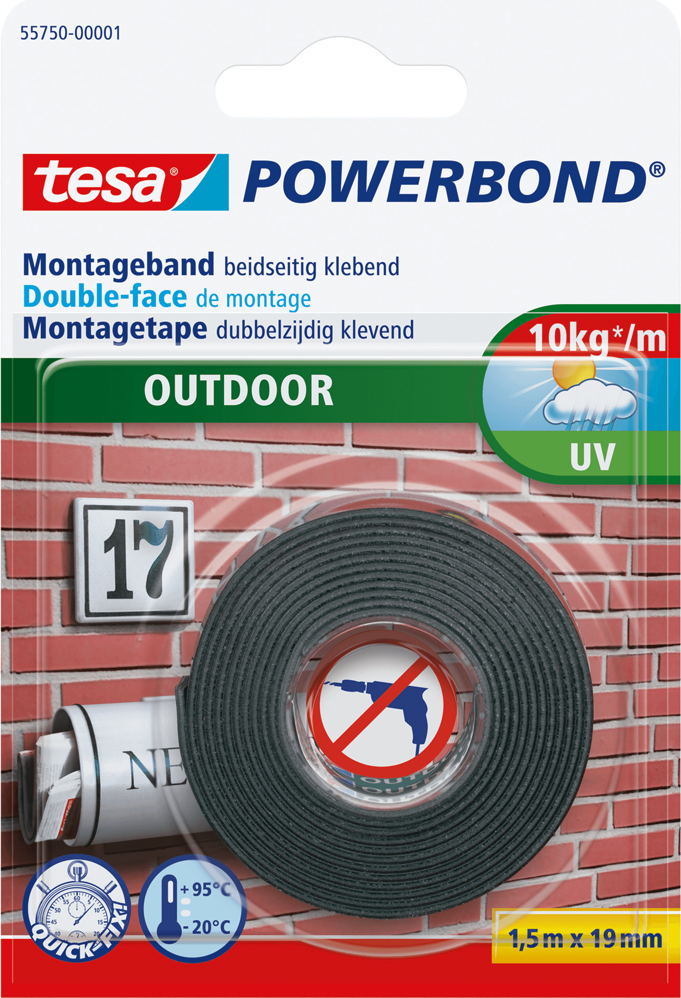 Fita de Montagem Dupla Face TESA Powerbond Outdoor (Preto)