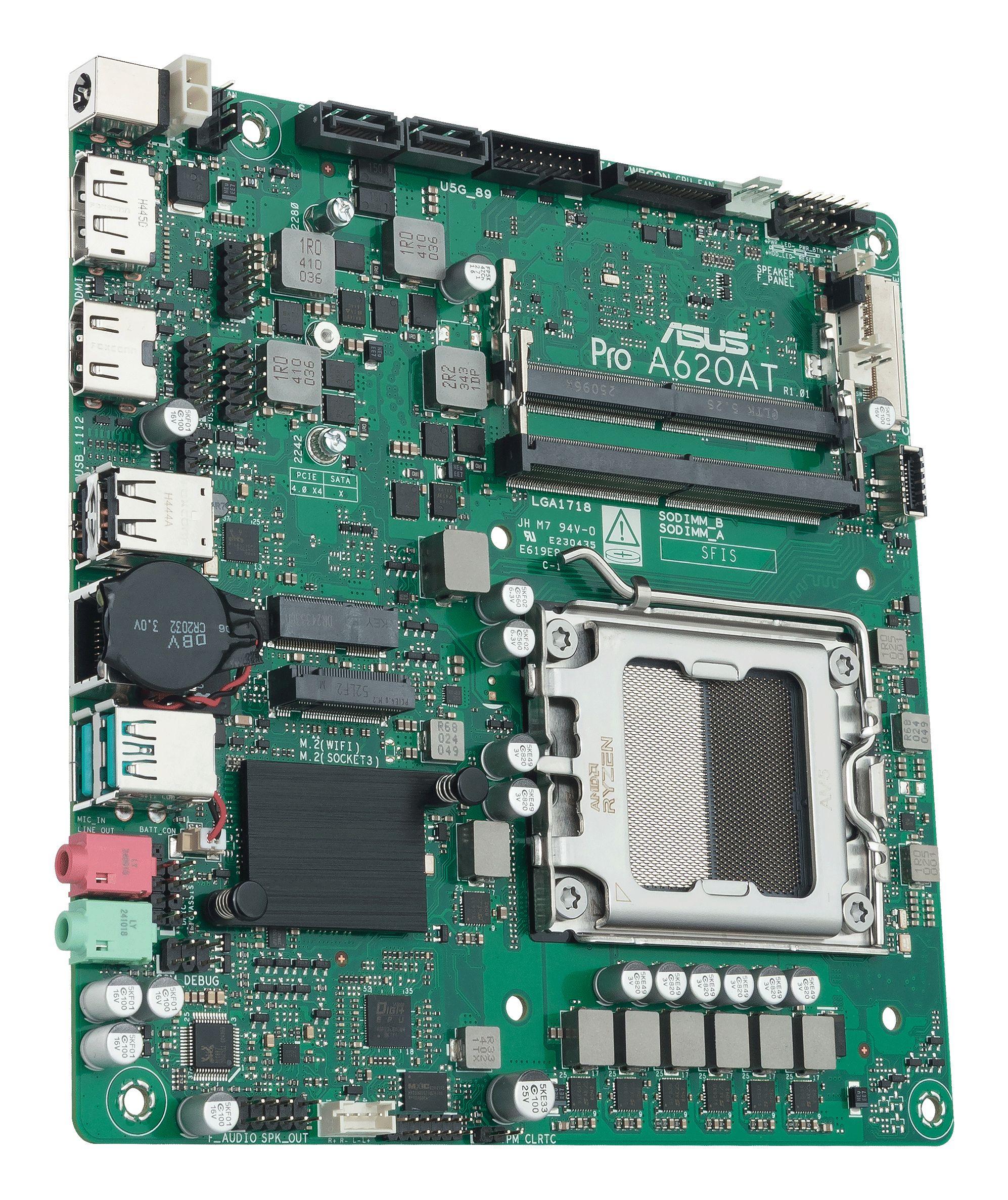 Motherboard ASUS PRO A620AT-CSM (AM5 - Thin Mini-ITX - Duplo canal - Verde), miniatura 4
