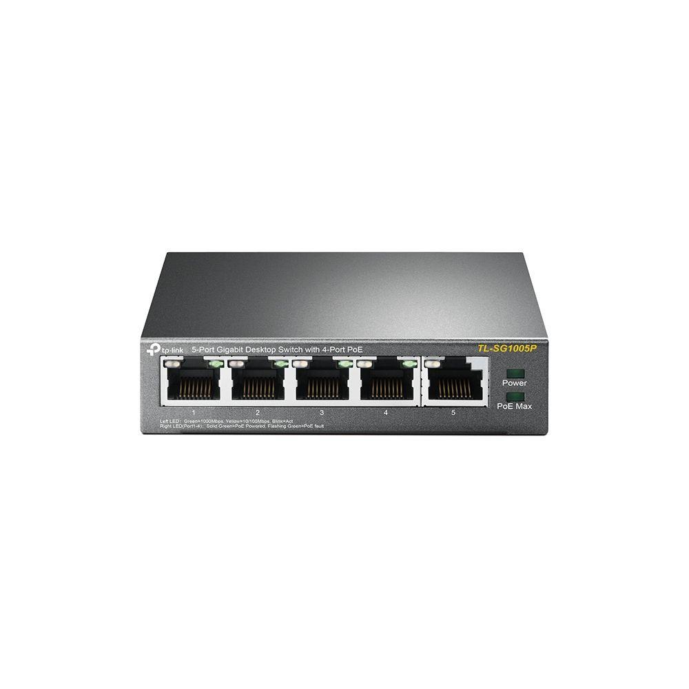 Switch TP-LINK TL-SG1005P V1 (Gigabit Ethernet - 10 Gbit/s - Preto)