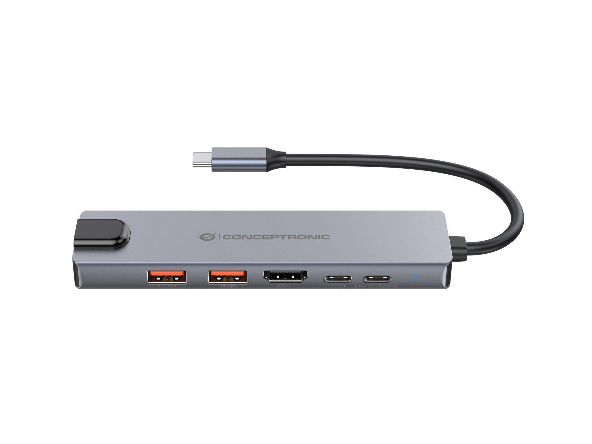 Base de Ligação USB-C CONCEPTRONIC DONN29G (0,25 m - 2 x USB 3.2 Gen 2 - Cinzento) — miniatura 3
