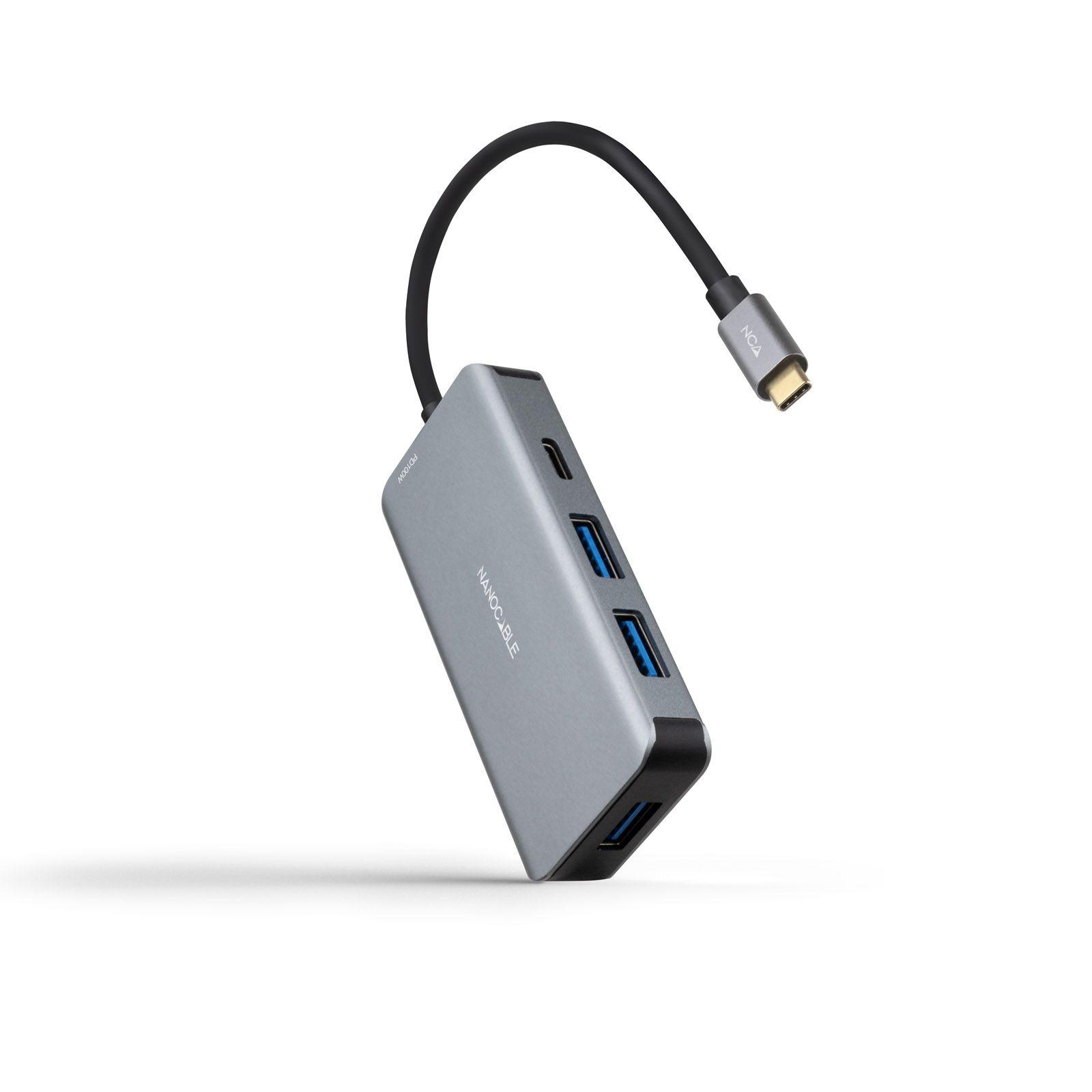 Hub USB-C NANOCABLE 10.16.1005 (0,15 m - Cinzento)