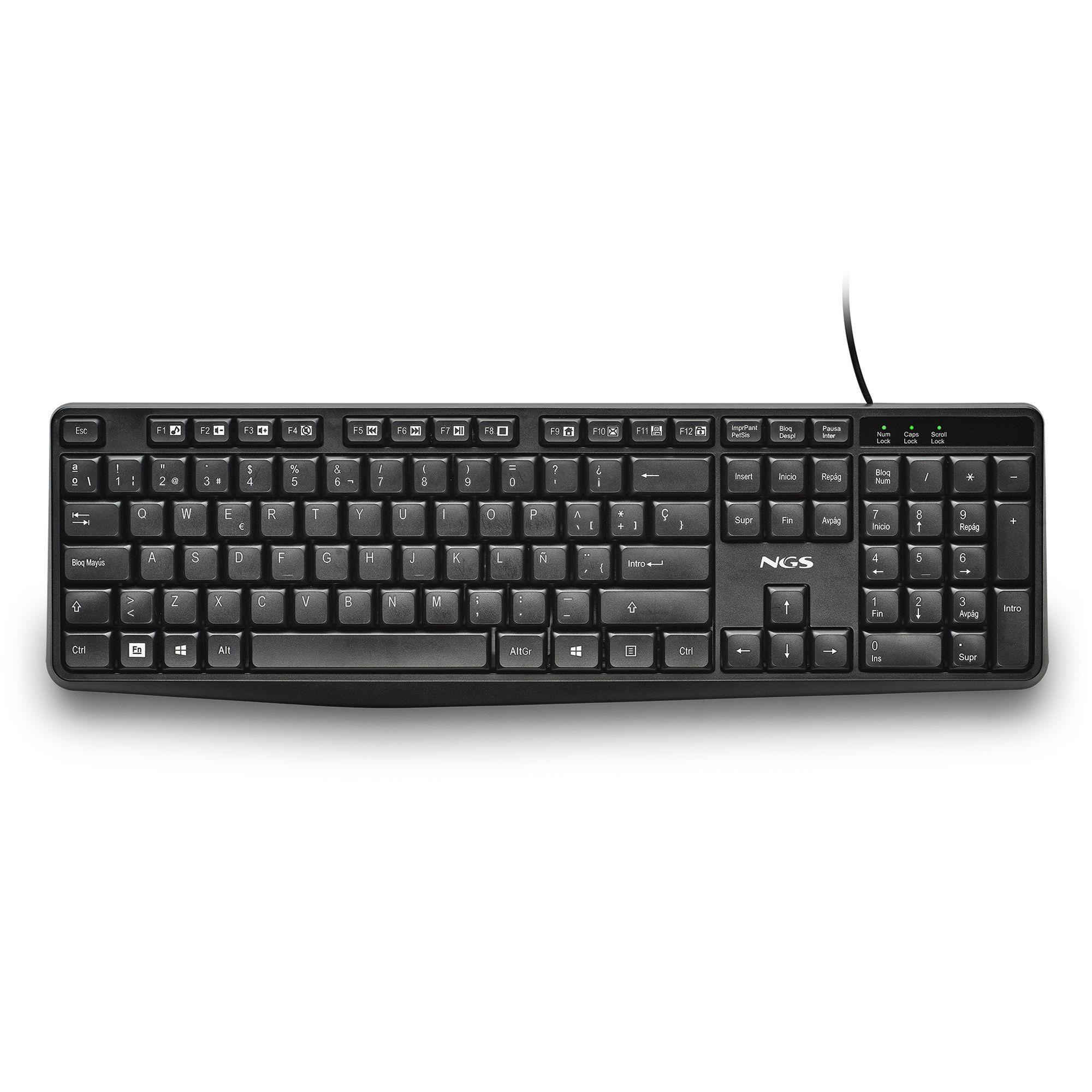 Teclado NGS Funky V4 (Espanhol - Tamanho completo - USB - Preto)