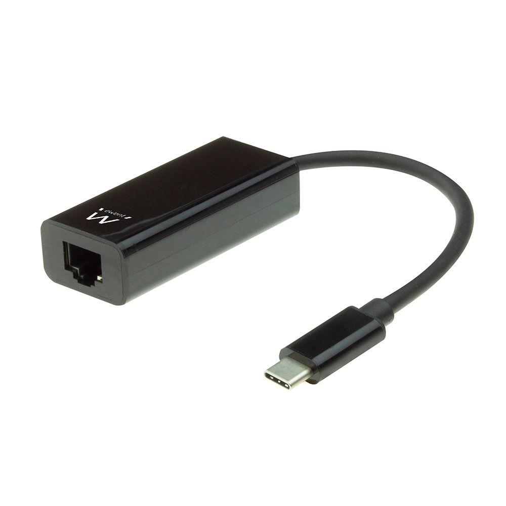 Adaptador de Rede EWENT EW9828 (Gigabit Ethernet - USB Type-C - 1000 Mbps - Preto)