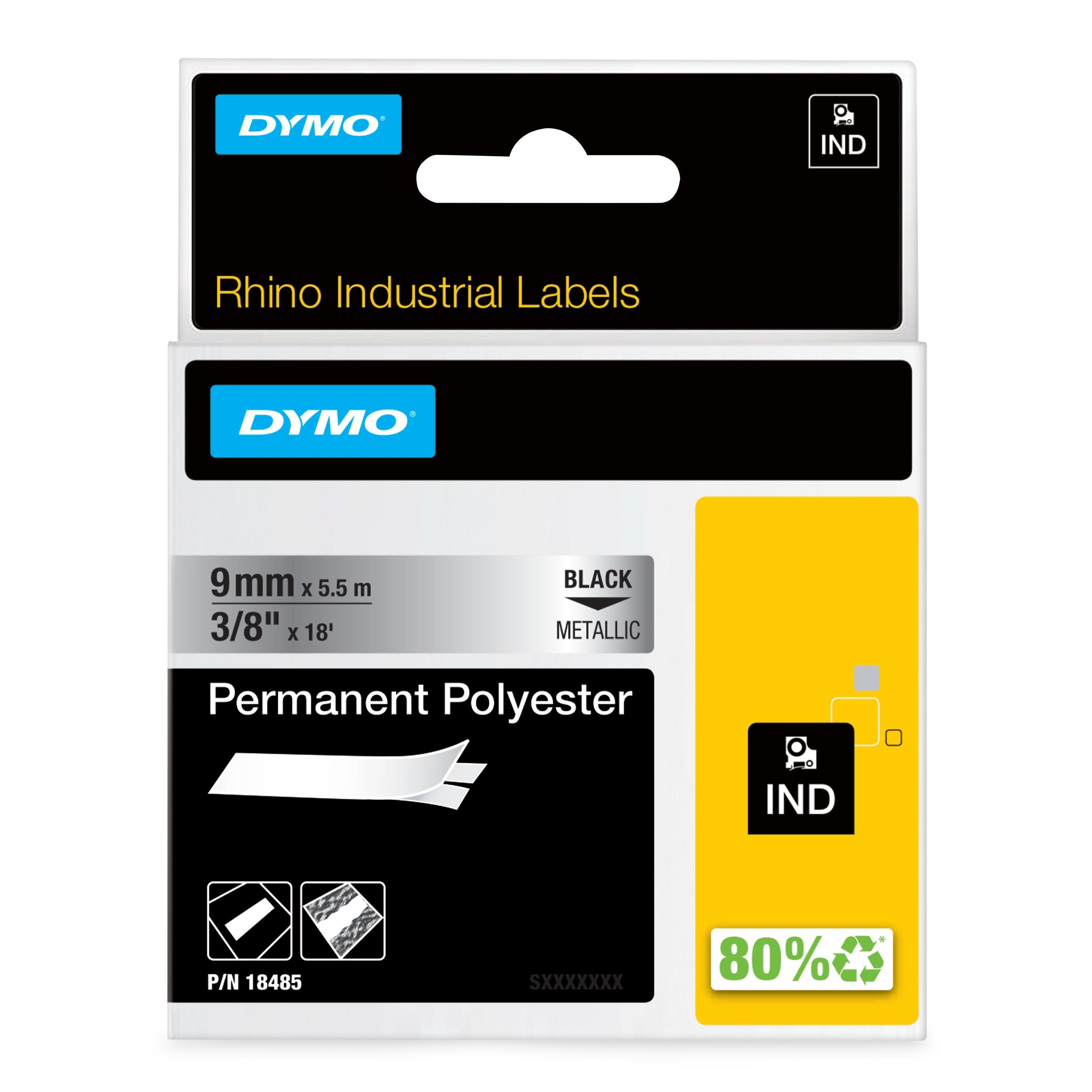 Fita para Etiquetadora DYMO Rhino 18485 (Preto sobre Metálico)