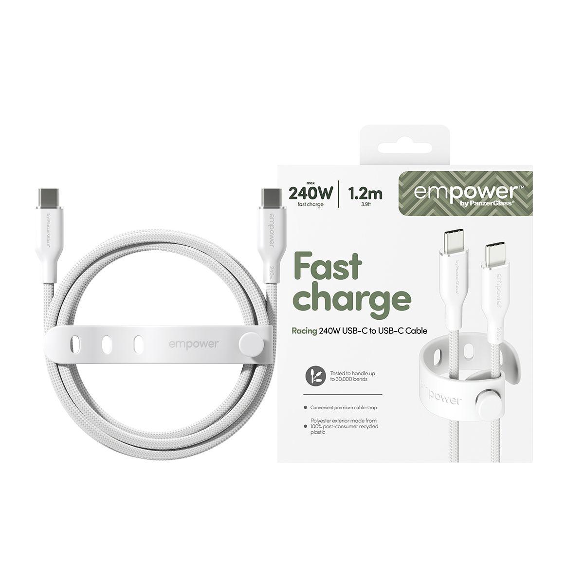 Cabo USB-C para USB-C PANZERGLASS Empower by Racing (1,2 m - Branco) — miniatura 2