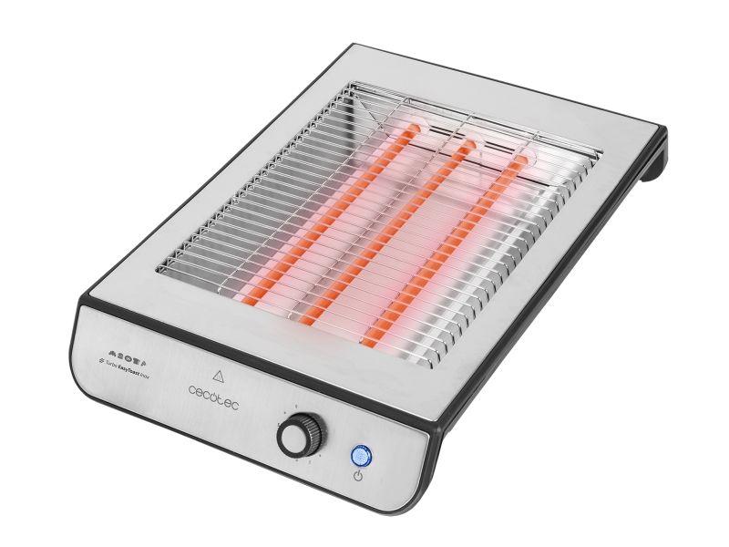 Torradeira Horizontal CECOTEC Turbo EasyToast Inox (900 W - Aço inoxidável - Preto e Prateado)