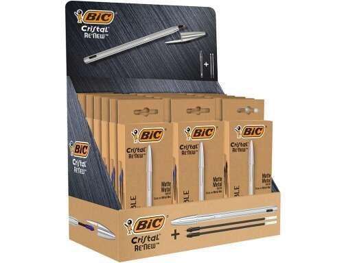 Expositor de Esferográficas BIC Cristal Re'New (Metal - Azul)