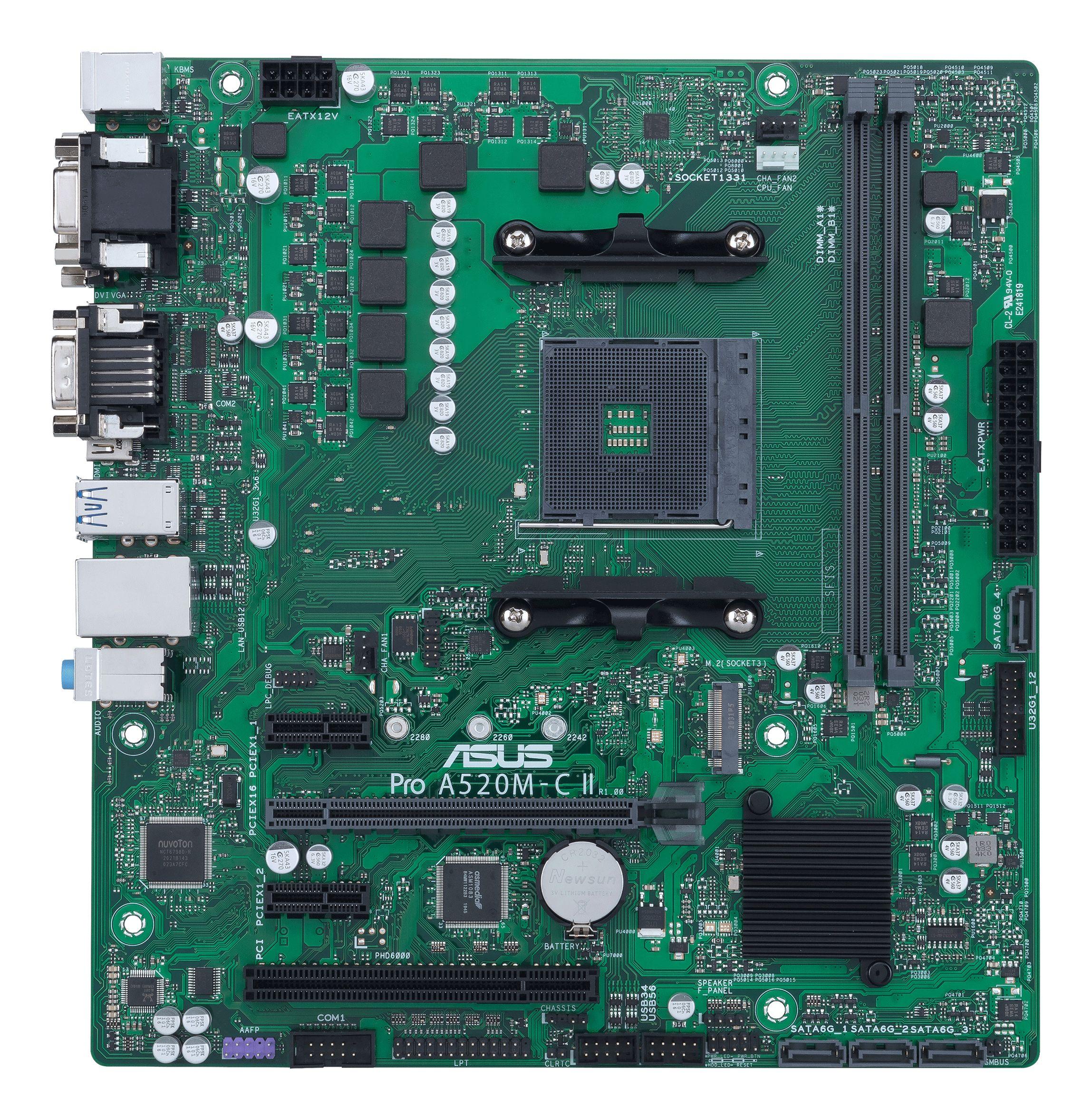 Motherboard ASUS PRO A520M-C II/CSM (AM4 - micro ATX - Duplo canal - Verde/Preto), miniatura 2