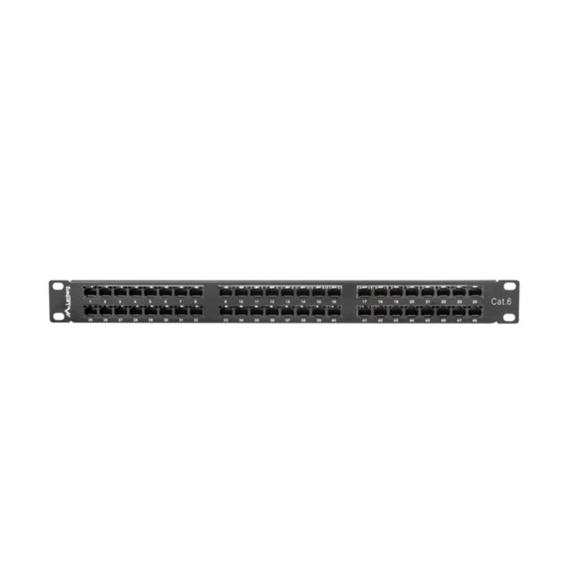 Patch Panel de Rede LANBERG PPU6-1048-B (48 x RJ45 - Preto)