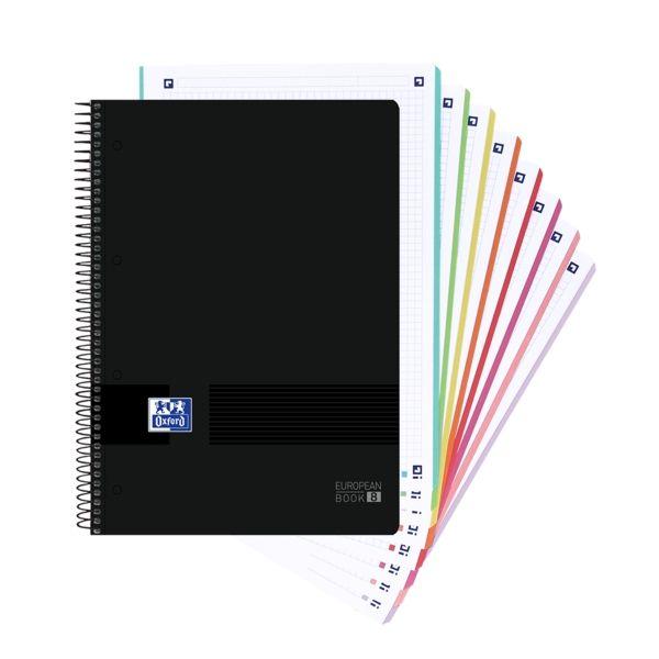 Caderno Espiral OXFORD Europeanbook 8 Live & Go (Plástico opaco - Preto)