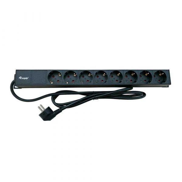 Régua de Tomadas para Rack EQUIP 333314 (19" - 1U - 8 Tomadas Schuko - Preto)
