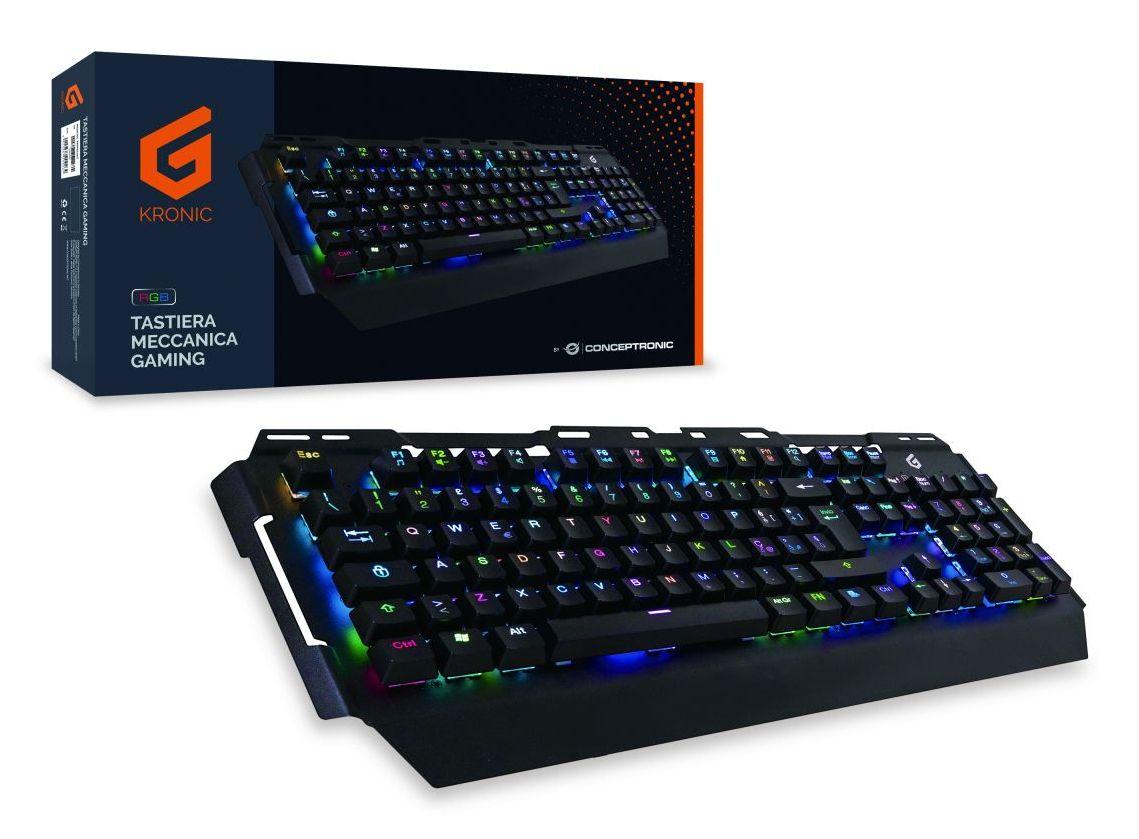 Teclado CONCEPTRONIC KRONIC01IT (Italiano - Mecânicos azuis - Tamanho completo - Preto) — miniatura 2