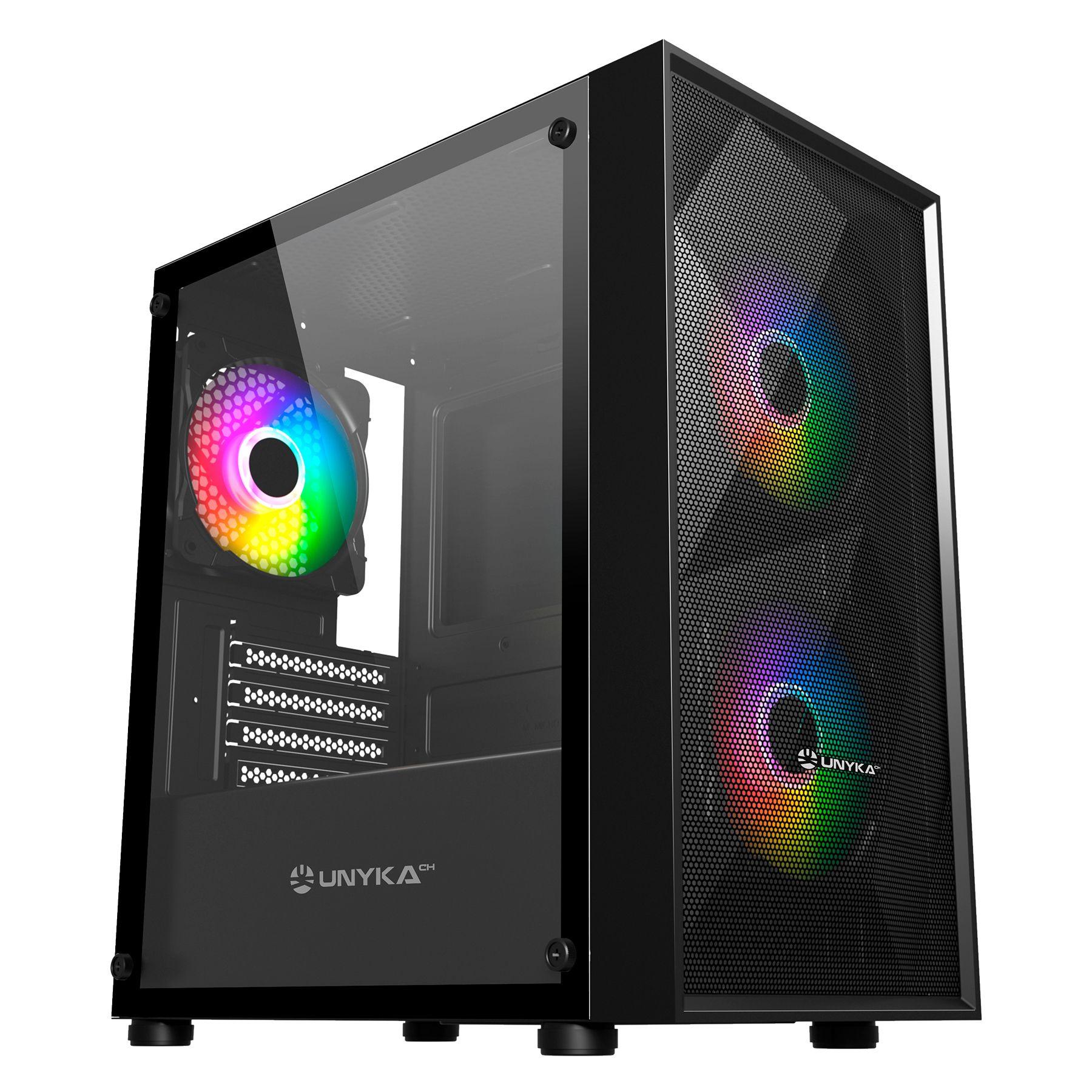 Caixa PC Gaming UNYKACH MIR B200 (ITX, micro ATX - ABS, vidro temperado - 16 cm - Preto)