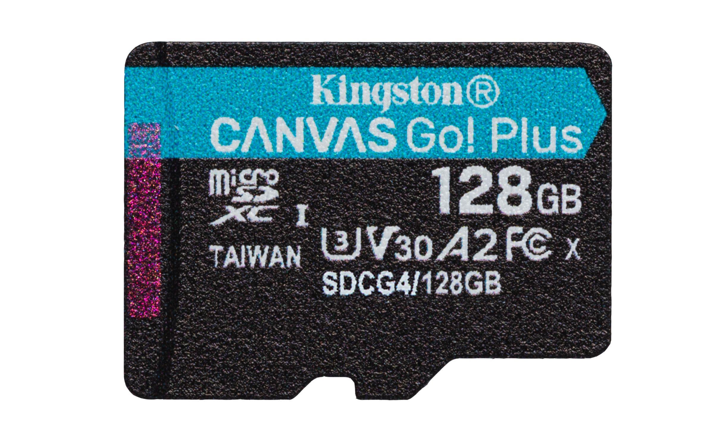 Cartão de Memória KINGSTON Canvas Go! Plus (128GB - Classe 10 - 200 MB/s - Preto e Turquesa)