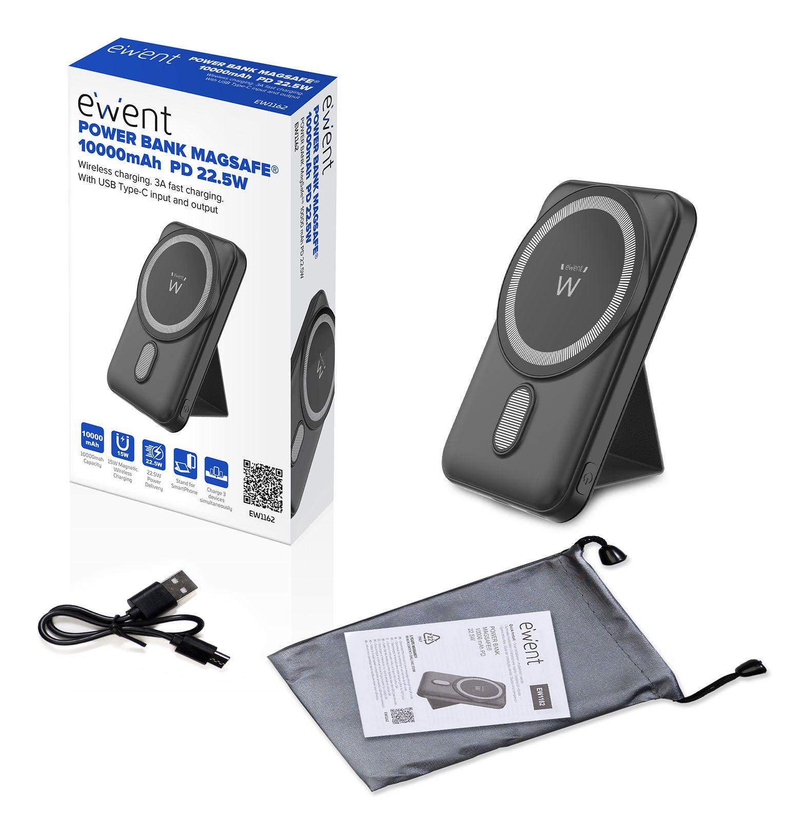 Powerbank EWENT EW1162 (10000 mAh - 22,5 W - Micro-USB + USB Type-C - Preto), miniatura 3