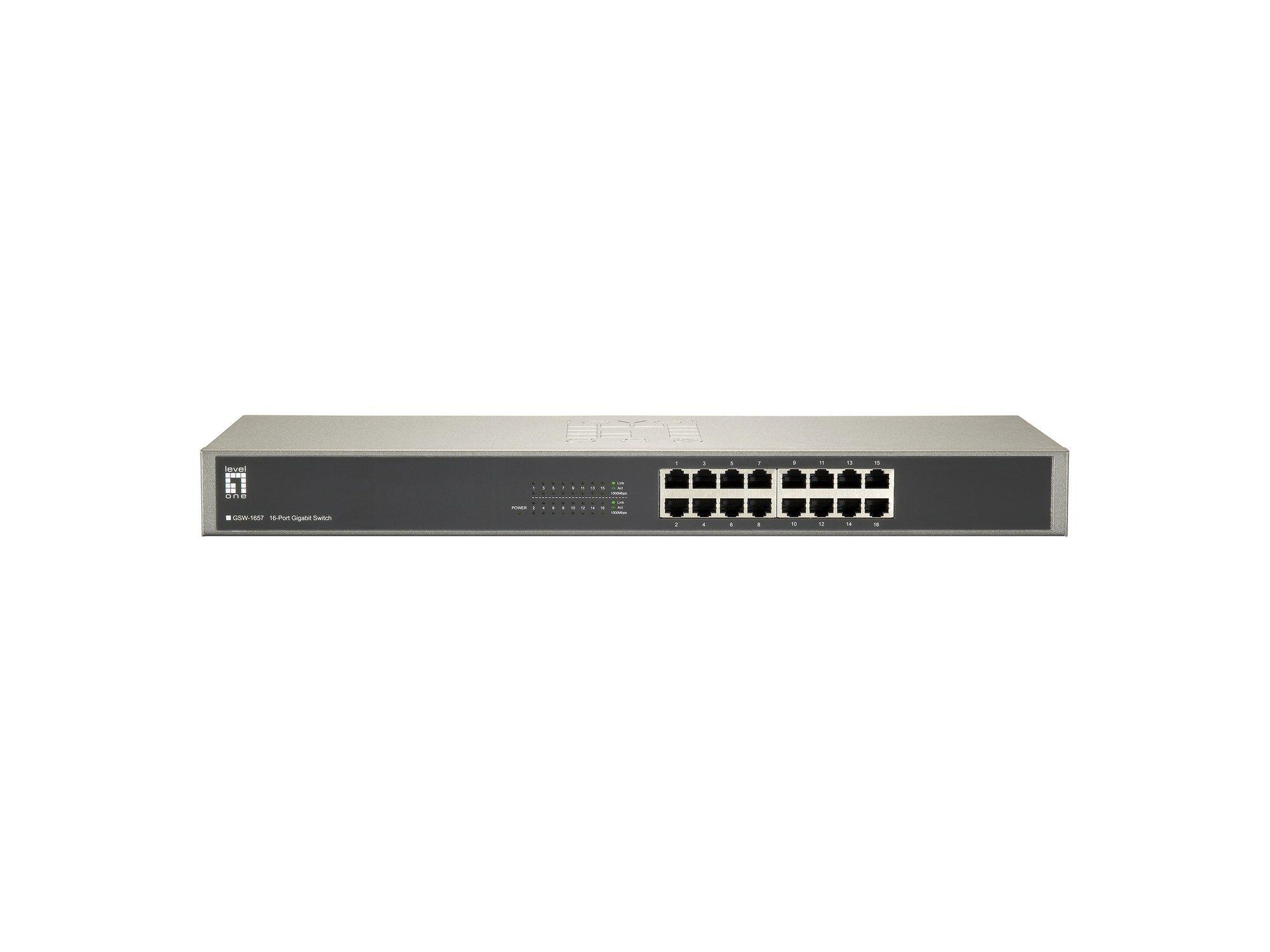 Switch LEVELONE GSW-1657 (Gigabit Ethernet - 10/100/1000 Mbps - 0,5 MB - Preto e Cinzento) — miniatura 2