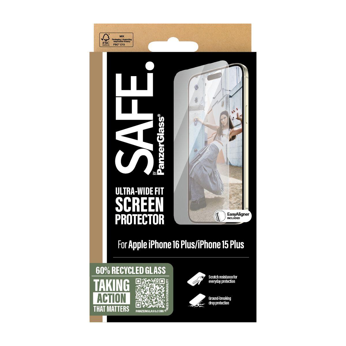 Protetor de Ecrã PANZERGLASS SAFE iPhone 16/15 Plus UWF (Apple - Transparente) — miniatura 3