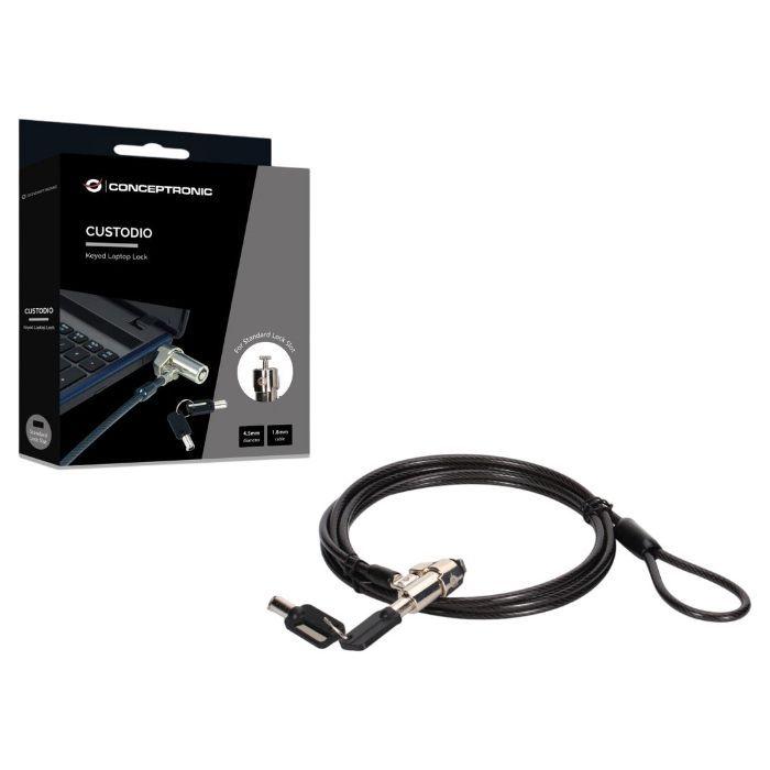 Cadeado de Segurança para Portátil CONCEPTRONIC CUSTODIO02BS (Computador portátil - chave - 1,8 m - Preto), miniatura 2