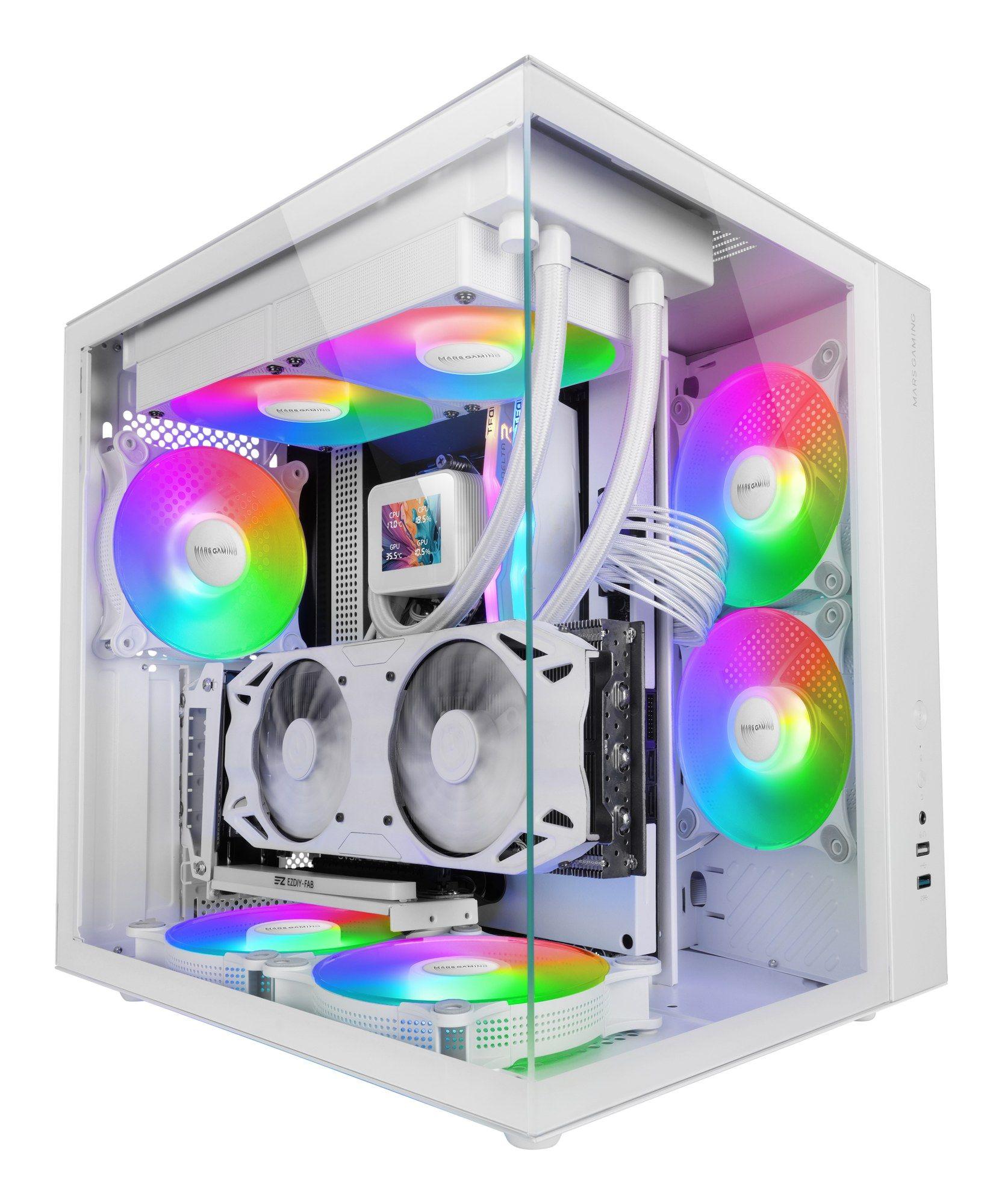 Caixa de Computador MARS GAMING MCV-ONEW (ATX, Micro ATX, Mini-ITX - ATX Cube, Midi Tower - Aço, vidro temperado - Branco)
