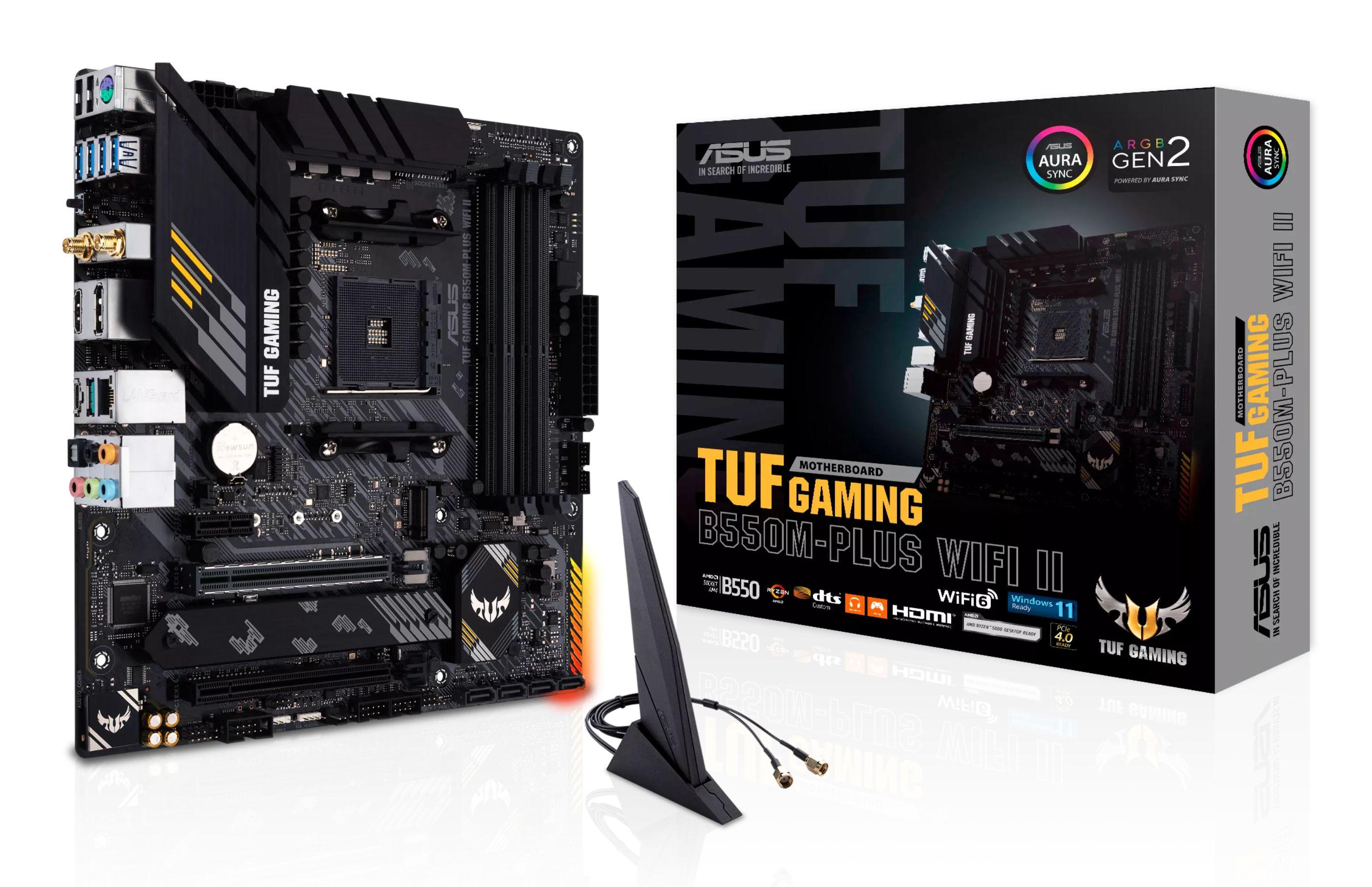 Motherboard ASUS TUF GAMING B550M-PLUS WIFI II (AM4 - micro-ATX - Duplo canal - Preto)