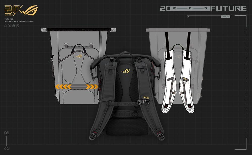 Mochila ASUS ROG SLASH Backpack Edition 20 BP3802 (26 L - Poliéster, Couro PU - 45,7 cm - Preto) — miniatura 15