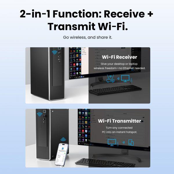 Adaptador USB Wi-Fi VENTION KDEB0 (900 Mbps), miniatura 5