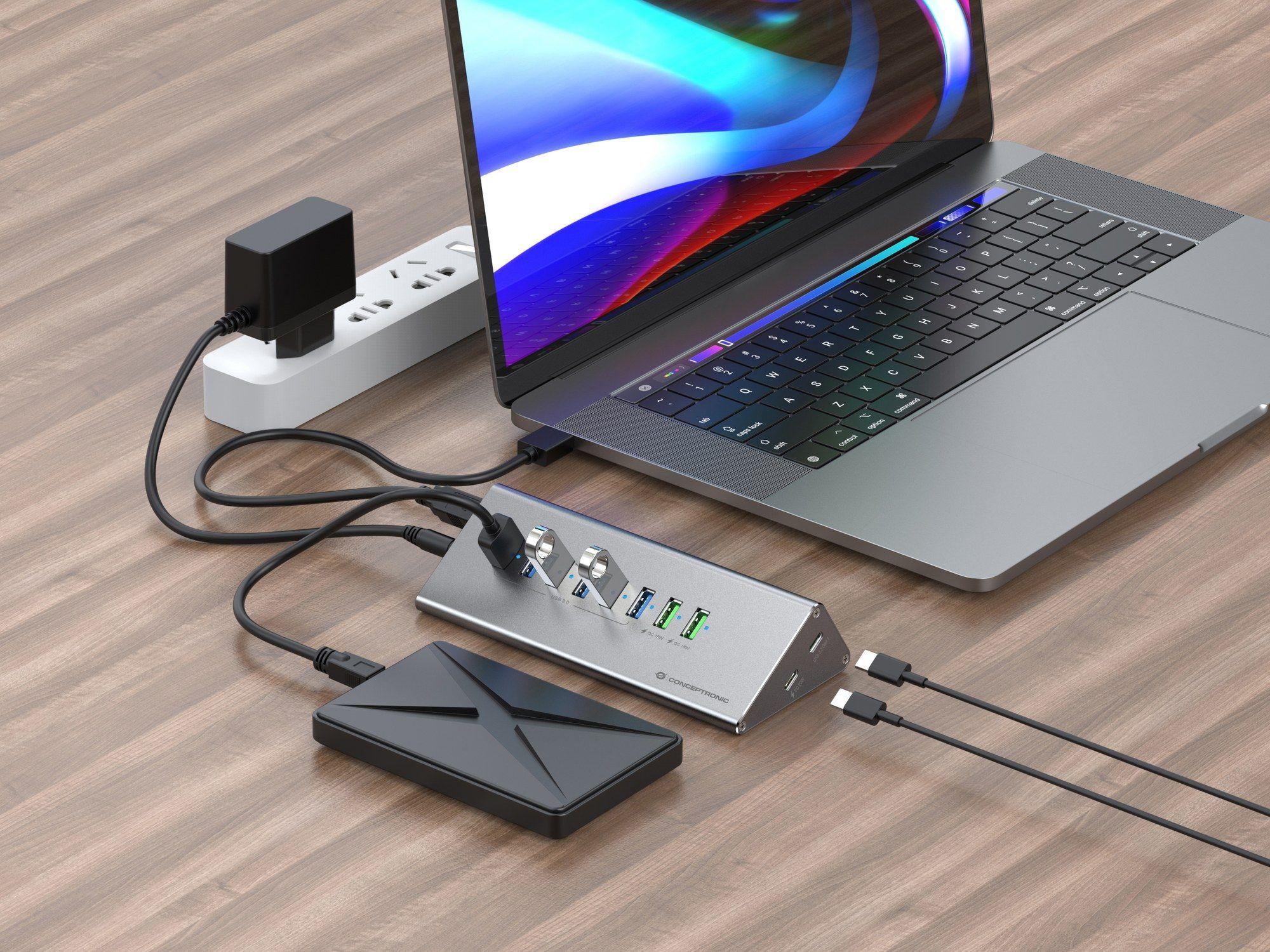 Hub USB CONCEPTRONIC HUBBIES18G (1 m - Cinzento) — miniatura 5