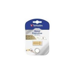 Pen USB VERBATIM Metal Executive 64GB (Sem tampa - USB Type-A - USB 3.2 Gen 1 - Dourado)