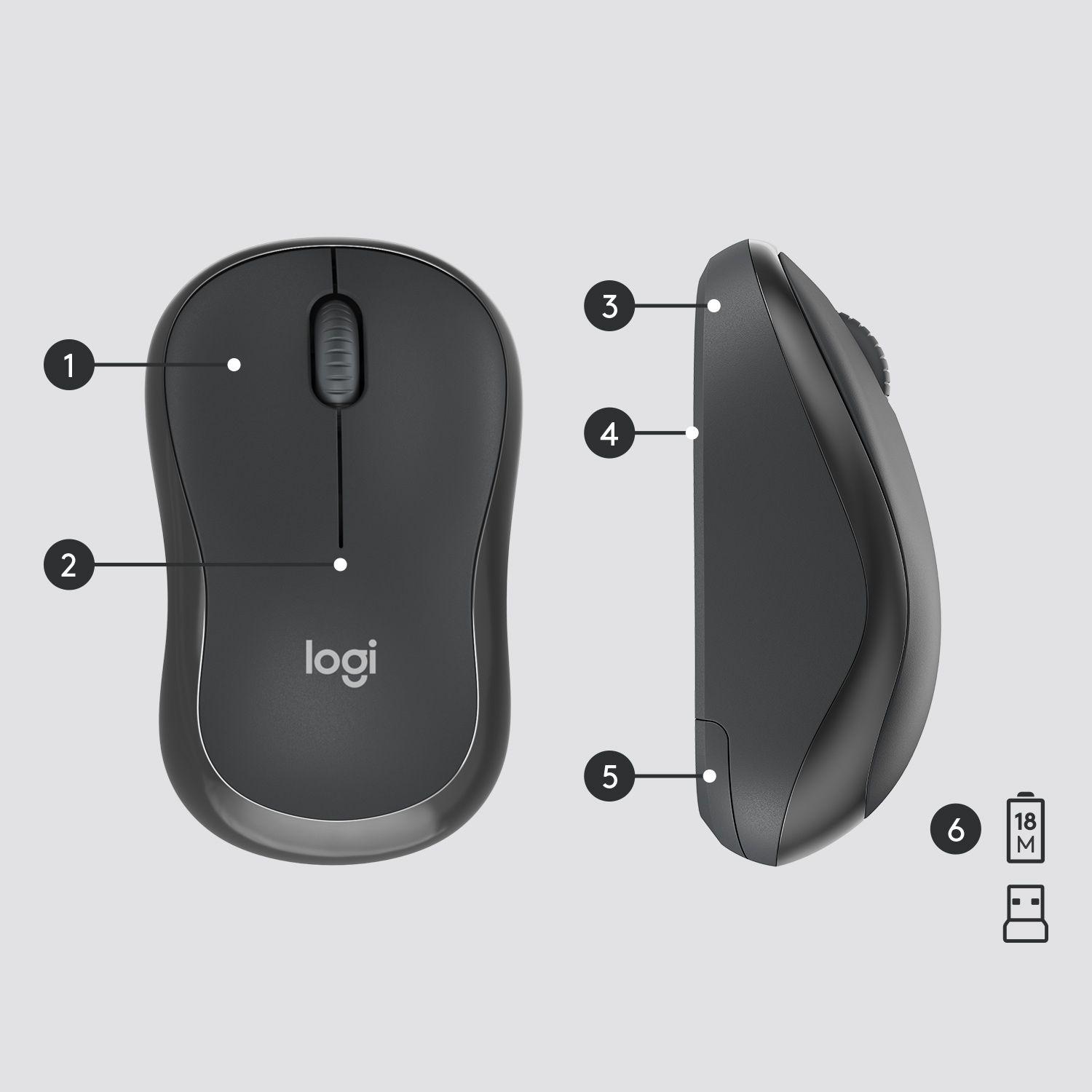Conjunto Teclado e Rato LOGITECH MK295 Silent (Estados Unidos - Tamanho completo - RF Wireless - Grafite) — miniatura 7
