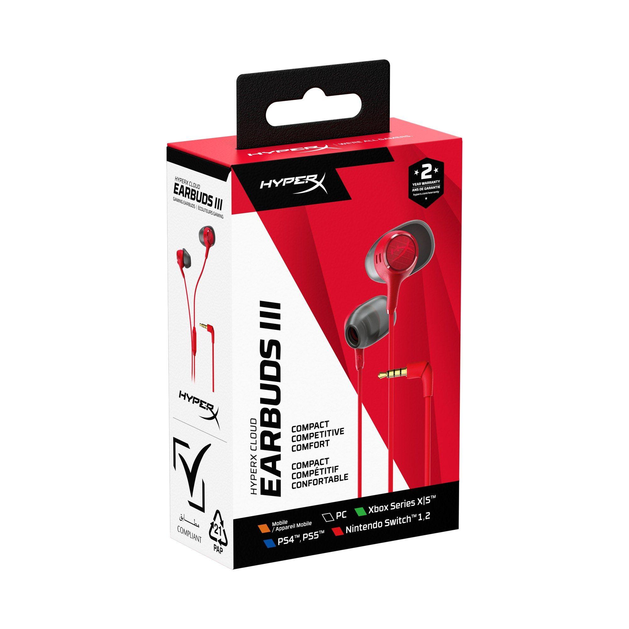 Auscultadores Intra-Auriculares Gaming HYPERX Cloud Earbuds III (14 mm - Vermelho) — miniatura 2