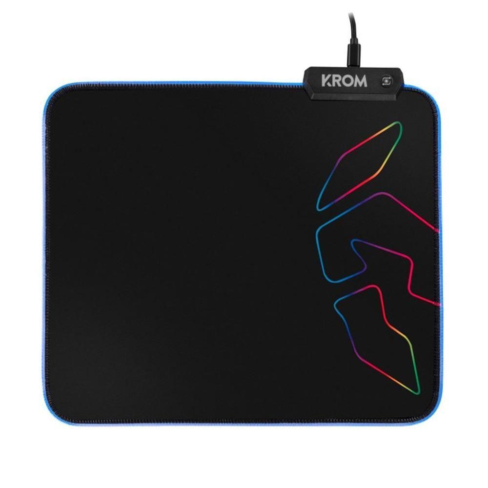 Tapete de Rato Gaming KROM Knout RGB (Médio - Microfibra, tecido e borracha - 3 mm - Preto)