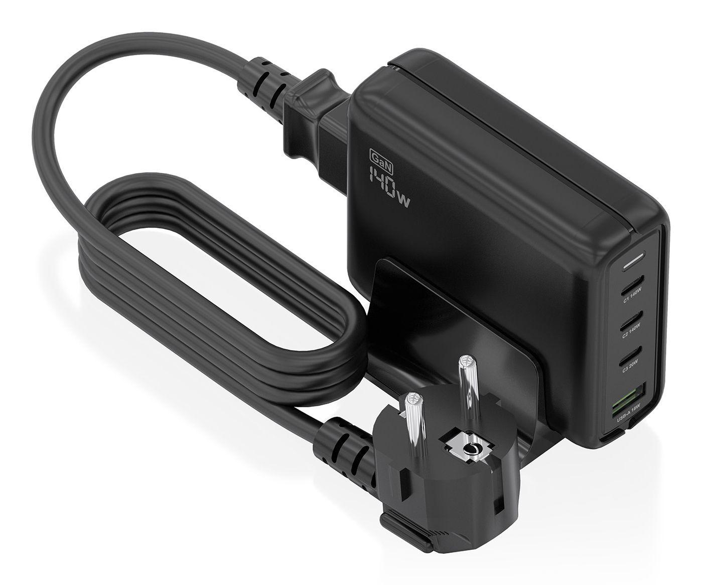 Carregador de Mesa AISENS ASCH-140W4P056-BK (140 W - 100 W - Preto)