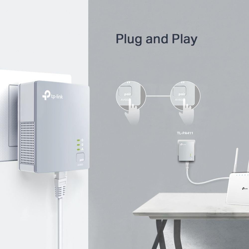 Kit Inicial de Adaptadores Powerline TP-LINK TL-PA411KIT (Fast Ethernet - 2 unidades - 500 Mbit/s - Branco), miniatura 3